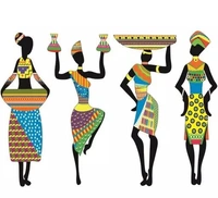 Premium Unique Stylish Tribal Women 4 Pcs.MDF Wood Cut Out Set Wall Home Room Office Wall Art- Colorful