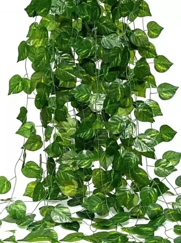 Artificial Garland Money Creeper | Wall Hanging | Special Ocassion Decoration | Office | Festival Theme Decorative | Length 8 Feet Pack of 2 Strings Artificial Plant Green Wild