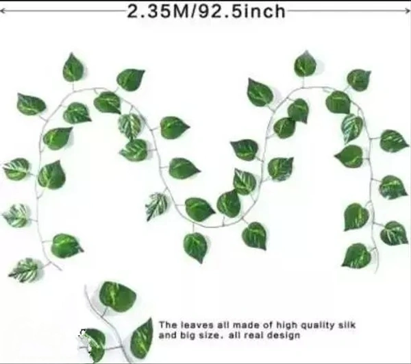 Artificial Garland Money Creeper | Wall Hanging | Special Ocassion Decoration | Office | Festival Theme Decorative | Length 8 Feet Pack of 2 Strings Artificial Plant Green Wild