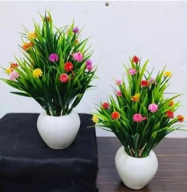 Love Art Apple Artificial Plants with Faux Grass for Home, Garden and Office Decor - set of 02