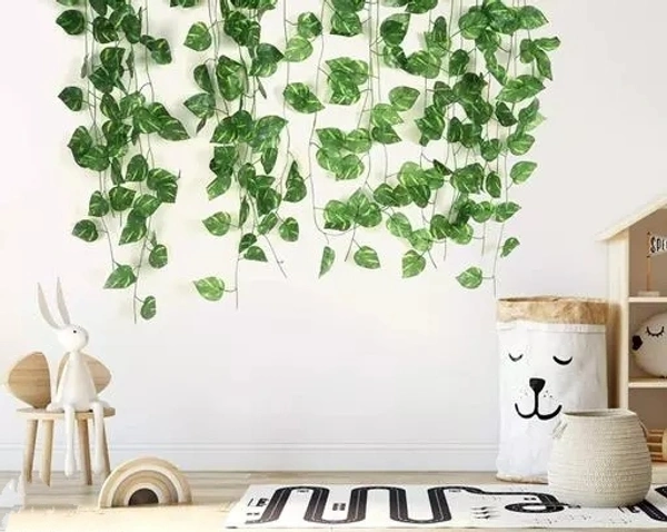 Artificial Garland Money Plant Leaf Creeper Wall Hanging (Length 7 Feet, Green) Pack of 3 Strings