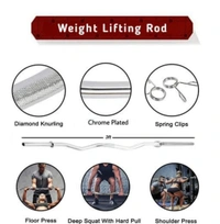 30 kg Gym set 3 feet curl rod pair of dumbbell rods & gym skipping ROPE & gloves hand gripper Adjustable Dumbbells Exercise Set for home gym