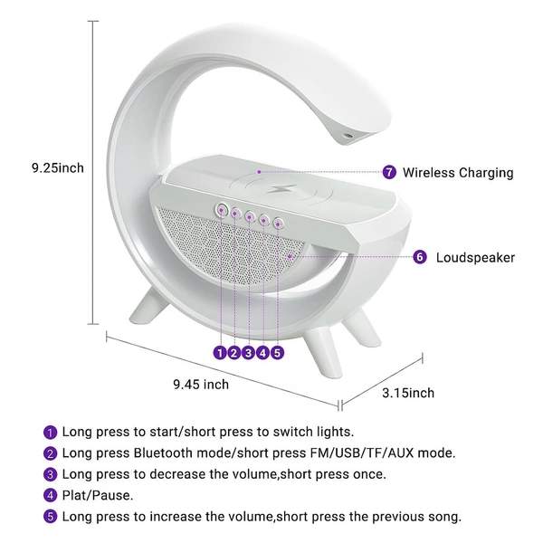 3-in-1 Multi-Function LED Night Lamp with Bluetooth Speaker, Wireless Charging, for Bedroom for Music, Party and Mood Lighting - Perfect Gift for All Occasions