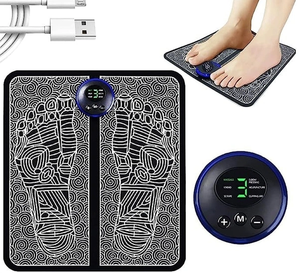 EMS Foot Massager, Electric Feet Massager, Deep Kneading Circulation Foot Booster for Feet and Legs Muscle Stimulator, Folding Portable Electric Massage Machine