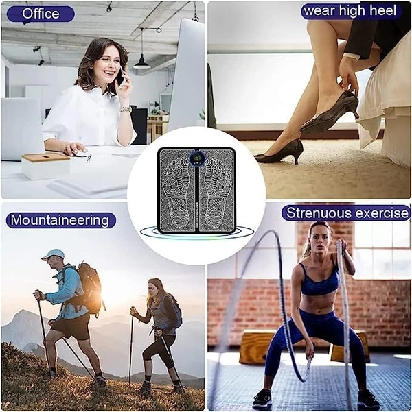 EMS Foot Massager, Electric Feet Massager, Deep Kneading Circulation Foot Booster for Feet and Legs Muscle Stimulator, Folding Portable Electric Massage Machine