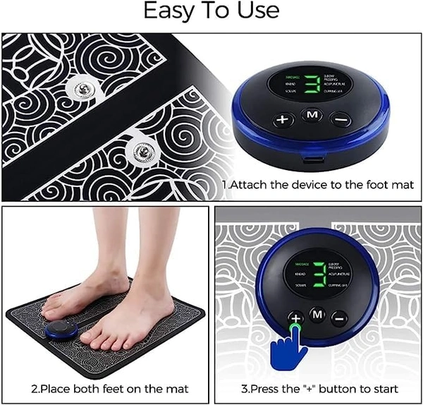 EMS Foot Massager, Electric Feet Massager, Deep Kneading Circulation Foot Booster for Feet and Legs Muscle Stimulator, Folding Portable Electric Massage Machine