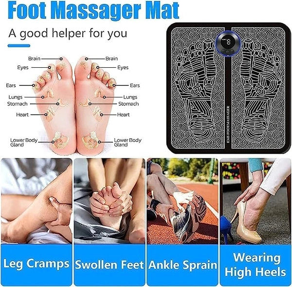 EMS Foot Massager, Electric Feet Massager, Deep Kneading Circulation Foot Booster for Feet and Legs Muscle Stimulator, Folding Portable Electric Massage Machine