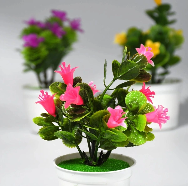 Flower Pot Artificial Decoration Plant | Natural Look & Plastic Material For Home , Hotels , Office & Multiuse Pot ( 1pc )