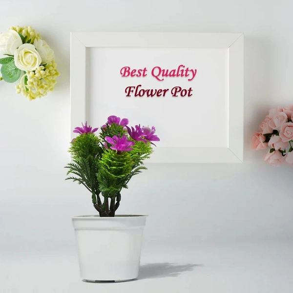 Flower Pot Artificial Decoration Plant | Natural Look & Plastic Material For Home , Hotels , Office & Multiuse Pot ( 1pc )