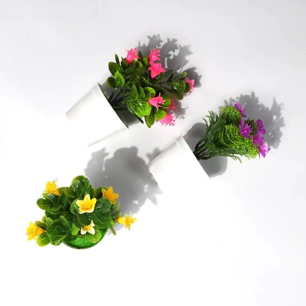 Flower Pot Artificial Decoration Plant | Natural Look & Plastic Material For Home , Hotels , Office & Multiuse Pot ( 1pc )