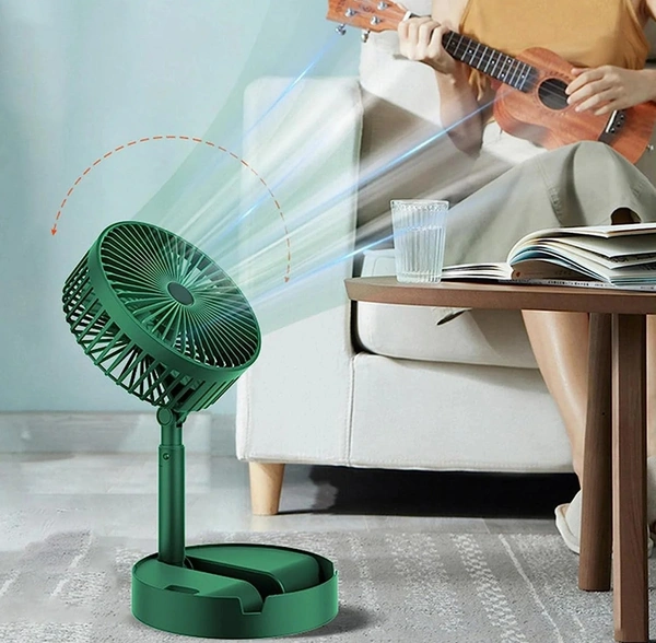  Telescopic Electric Desktop Fan, Height Adjustable, Foldable & Portable for Travel/Carry | Silent Table Top Personal Fan for Bedside, Office Table (Battery Not Include)