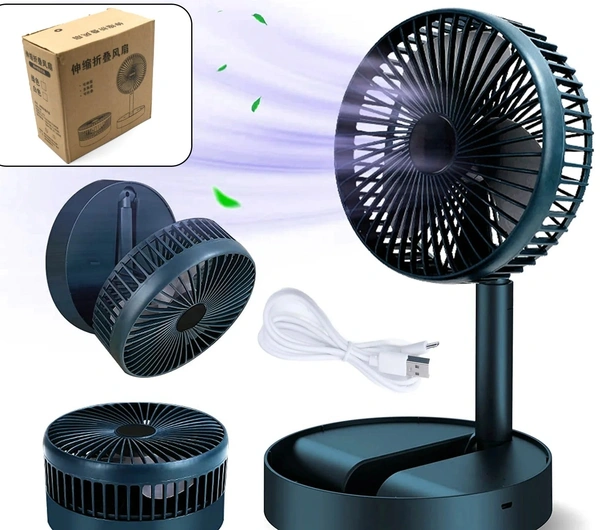  Telescopic Electric Desktop Fan, Height Adjustable, Foldable & Portable for Travel/Carry | Silent Table Top Personal Fan for Bedside, Office Table (Battery Not Include)