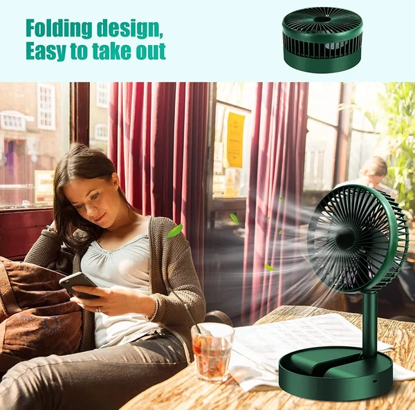  Telescopic Electric Desktop Fan, Height Adjustable, Foldable & Portable for Travel/Carry | Silent Table Top Personal Fan for Bedside, Office Table (Battery Not Include)