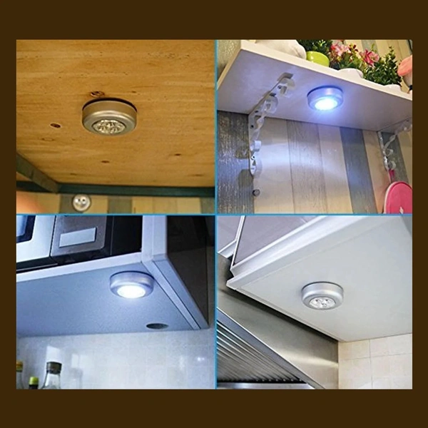 Round Shaped LED Battery-Powered Wireless Night Light Stick Tap Night(Pack of 4)