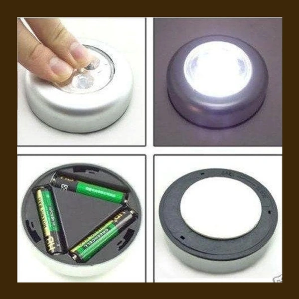 Round Shaped LED Battery-Powered Wireless Night Light Stick Tap Night(Pack of 4)