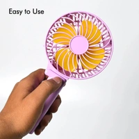  Portable Mini handy Fan & Personal Table Fan | Rechargeable Battery Operated Fan Suitable for Kids, Women, Makeup Artist, Home Office (Battery Not Include)