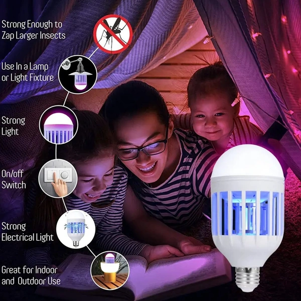 12W Mosquito Killer Lamp E27 Summer Moths Flying Insects Led Zapper Mosquito Killer Lamp Light Bulb Household: 12W