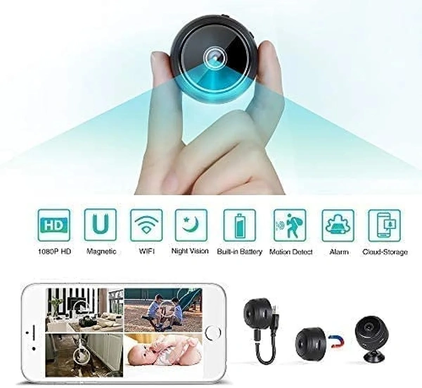 HD Focus Magnet Camera Full HD Mini WiFi Night Vision IP Wireless 1080P Audio Video Nanny Camera for Home Offices Security (Magnet Camera)