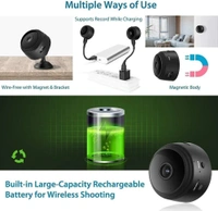 HD Focus Magnet Camera Full HD Mini WiFi Night Vision IP Wireless 1080P Audio Video Nanny Camera for Home Offices Security (Magnet Camera)