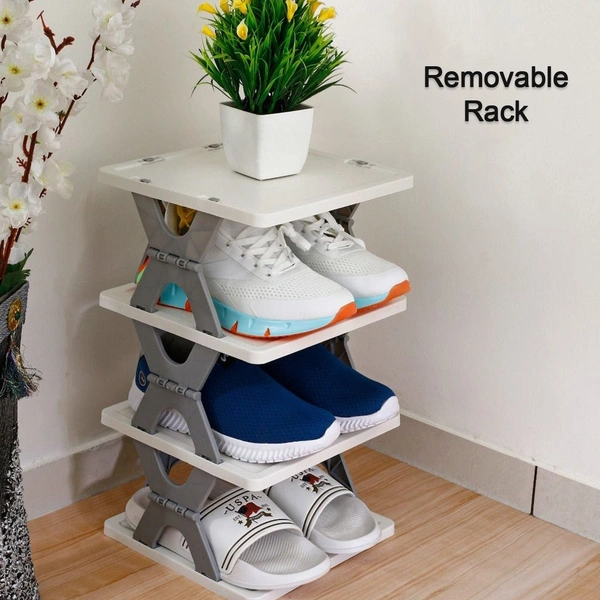 Smart Shoe Rack with 6 Layer Shoes Stand Multifunctional Entryway Foldable & Collapsible Door Shoe Rack Free Standing Heavy Duty Plastic Shoe Shelf Storage Organizer Narrow Footwear Home