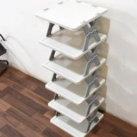 Smart Shoe Rack with 6 Layer Shoes Stand Multifunctional Entryway Foldable & Collapsible Door Shoe Rack Free Standing Heavy Duty Plastic Shoe Shelf Storage Organizer Narrow Footwear Home