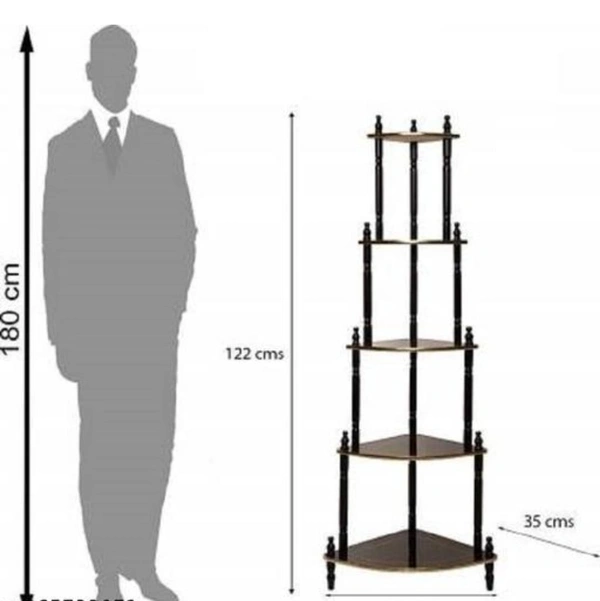 5 Shelf/Tier MDF Wall Corner Stand, Floor Standing, Multipurpose Wooden Shelf for Living Room Bedroom , Home Décor