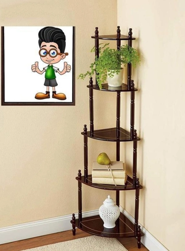 5 Shelf/Tier MDF Wall Corner Stand, Floor Standing, Multipurpose Wooden Shelf for Living Room Bedroom , Home Décor