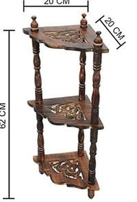 Wooden Mini Corner Rack | Side Table | Corner Shelf Rack for Bedroom, Home and Living Room - Small Side Table or Stand