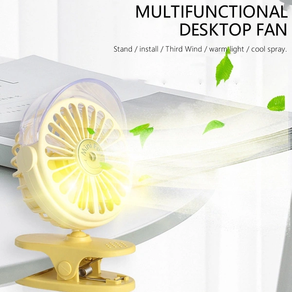 Clip Desk Fan with Small Spray Bottle, Portable Wind Desktop Table Cooling Fan in Single Button, Adjustment Mini Personal Fan for Home Desktop Office Car Indoor Outdoor Travel (Battery Not Include)