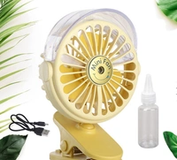 Clip Desk Fan with Small Spray Bottle, Portable Wind Desktop Table Cooling Fan in Single Button, Adjustment Mini Personal Fan for Home Desktop Office Car Indoor Outdoor Travel (Battery Not Include)