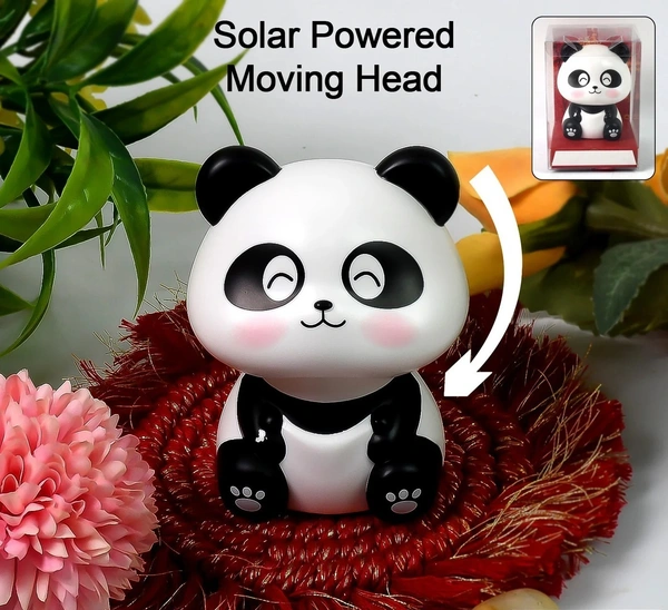Car Decoration Solar Power Moving Head Panda Statue Creative (1 Pc)