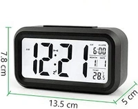 Digital Alarm Clock for Students Calendar Snooze with Automatic Sensor Light Smart Battery Operated Date and Temperature, Loud Study Table Watch, Home and Office (Black)
