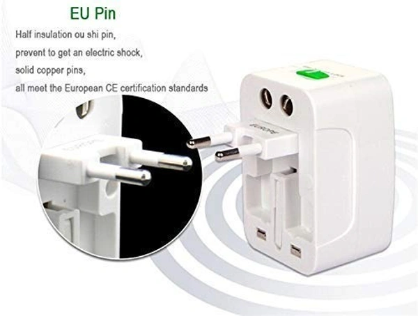 Latest Universal Travel Adapter Worldwide 2 USB Travel Adapter with Built in Dual USB Charger Ports