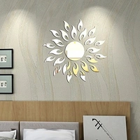 Sun Silver Round Unframed Mirror Stickers For Wall 3D Acrylic Stickers Wall Stickers For Hall Bedroom Living Room Kids Room Sun Large Size Unframed Mirror Wall Stickers