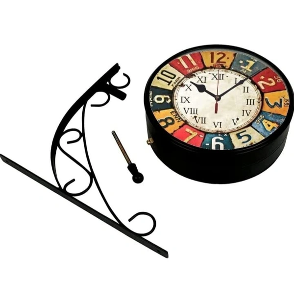 Vintage Product 8 Inch Victoria Double Sided Wall Clock Black,Metal, Analog