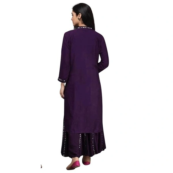 Women's Mirror Work Rayon Kurta and Palazzo Set for Women's and Girls || Kurti Set || Ethic Set for Women (Pack of 1)
