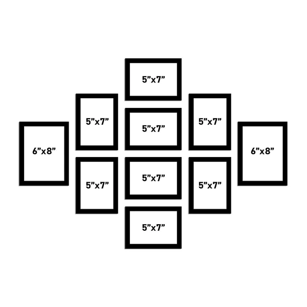  Photo Frame For Wall Set Of 10 Black Picture Frames For Home Decoration, Wall Decor Ecoseries -Size -6X8,5X7 Inches,Medium Density Fibreboard;Synthetic Wood;Plexiglass, Rectangular