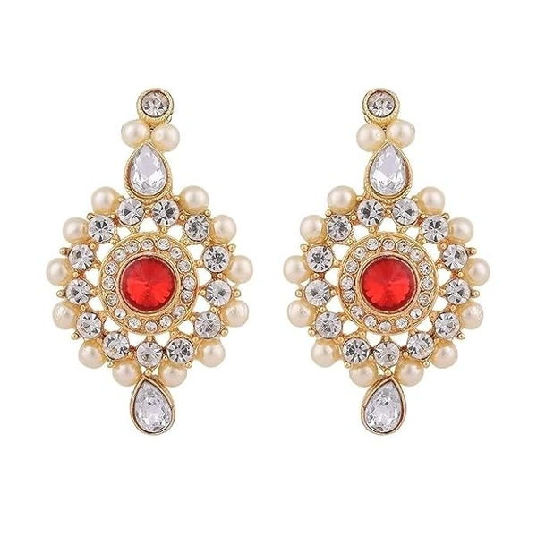Beautiful Red Long moti necklace with choker, earring, maang tikka