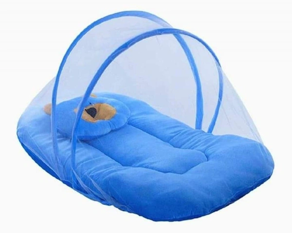 Mosquito Net for New Born Baby with One Cat Pillow (Blue)