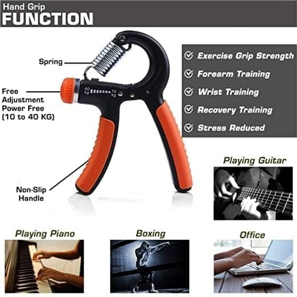 Combo of 1 Adjustable Hand Gripper and 2 Finger Gripper Multi Tension 6 Months Warranty Strengthener for Gym Workout Hand Exercise Equipment