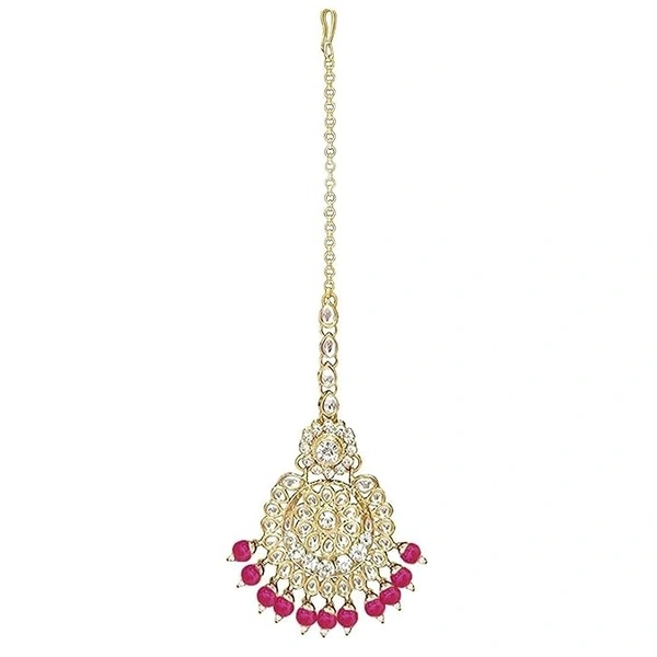  18K Gold Plated Traditional Kundan & Pearl Studed Bridal Jewellery Set For Women 