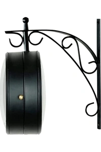Vintage Product 8 Inch Victoria Double Sided Wall Clock Black,Metal, Analog