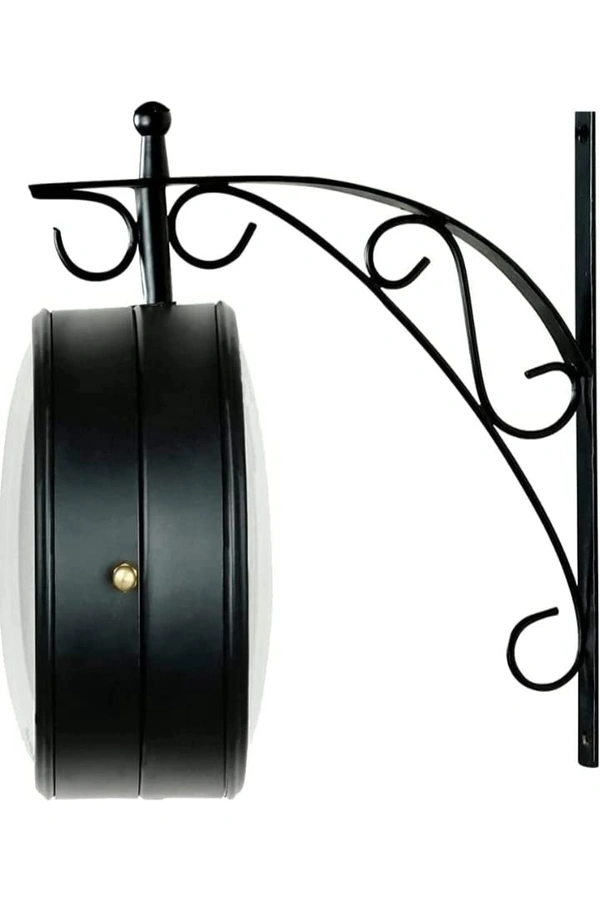 Vintage Product 8 Inch Victoria Double Sided Wall Clock Black,Metal, Analog