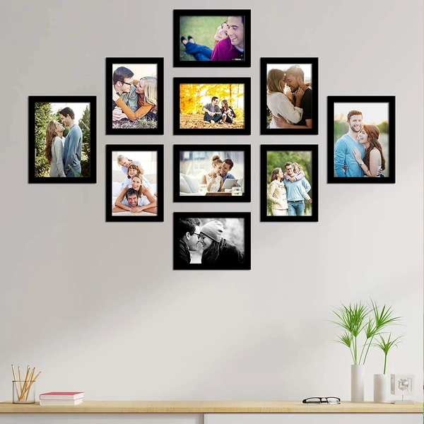  Photo Frame For Wall Set Of 10 Black Picture Frames For Home Decoration, Wall Decor Ecoseries -Size -6X8,5X7 Inches,Medium Density Fibreboard;Synthetic Wood;Plexiglass, Rectangular