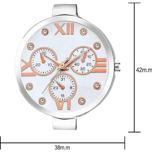 Alluring Analogue White Dial Silver Stainless Steel Strap Graceful Stylish Wrist Watch for Women, Pack of 1 - TTN-SIL-MINA-WH