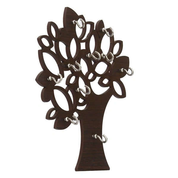 Wooden Tree Shape Decorative Key Organiser | 10 Hook Hanging Key Holder for Home and Office- 8.27 x 7.09 x 1.18 inches