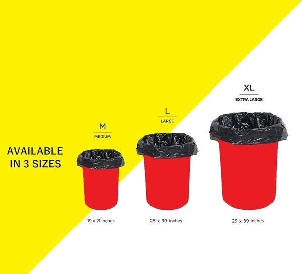 Garbage Bags Medium For Home 90 Pcs, Dustbin Bags, Recyclable Garbage Bag | Size 19 X 21 Inch (30 Pcs X 3) - Black | Dustbin Covers/Plastic Bag - 90 Count