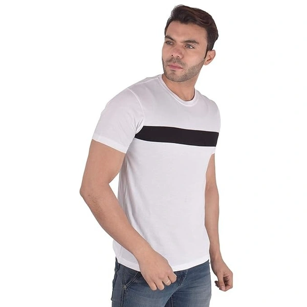 Men's Regular Fit T-Shirt Half Sleeve Multicolour with Black Strip