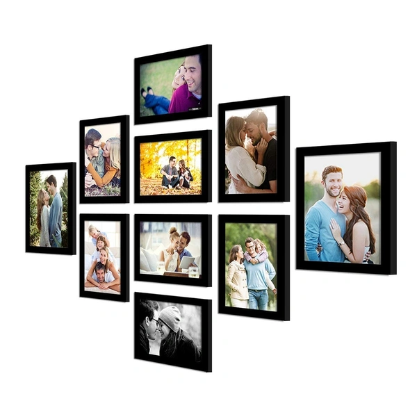  Photo Frame For Wall Set Of 10 Black Picture Frames For Home Decoration, Wall Decor Ecoseries -Size -6X8,5X7 Inches,Medium Density Fibreboard;Synthetic Wood;Plexiglass, Rectangular