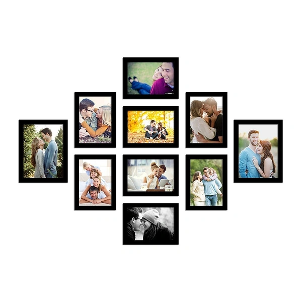  Photo Frame For Wall Set Of 10 Black Picture Frames For Home Decoration, Wall Decor Ecoseries -Size -6X8,5X7 Inches,Medium Density Fibreboard;Synthetic Wood;Plexiglass, Rectangular